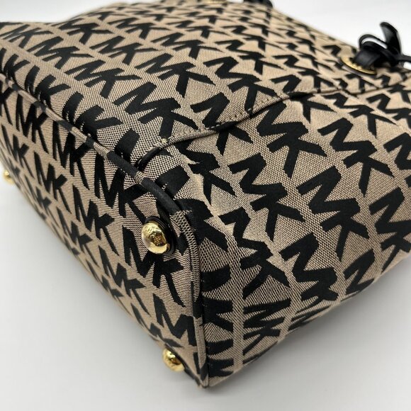 Michael Kors Beige & Black Signature Canvas Tote Bag - Picture 7 of 10